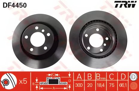 Диск гальмівний BMW 1, BMW 2, TRW (DF4450) Диск гальмівний BMW 1, BMW 2, TRW (DF4450)