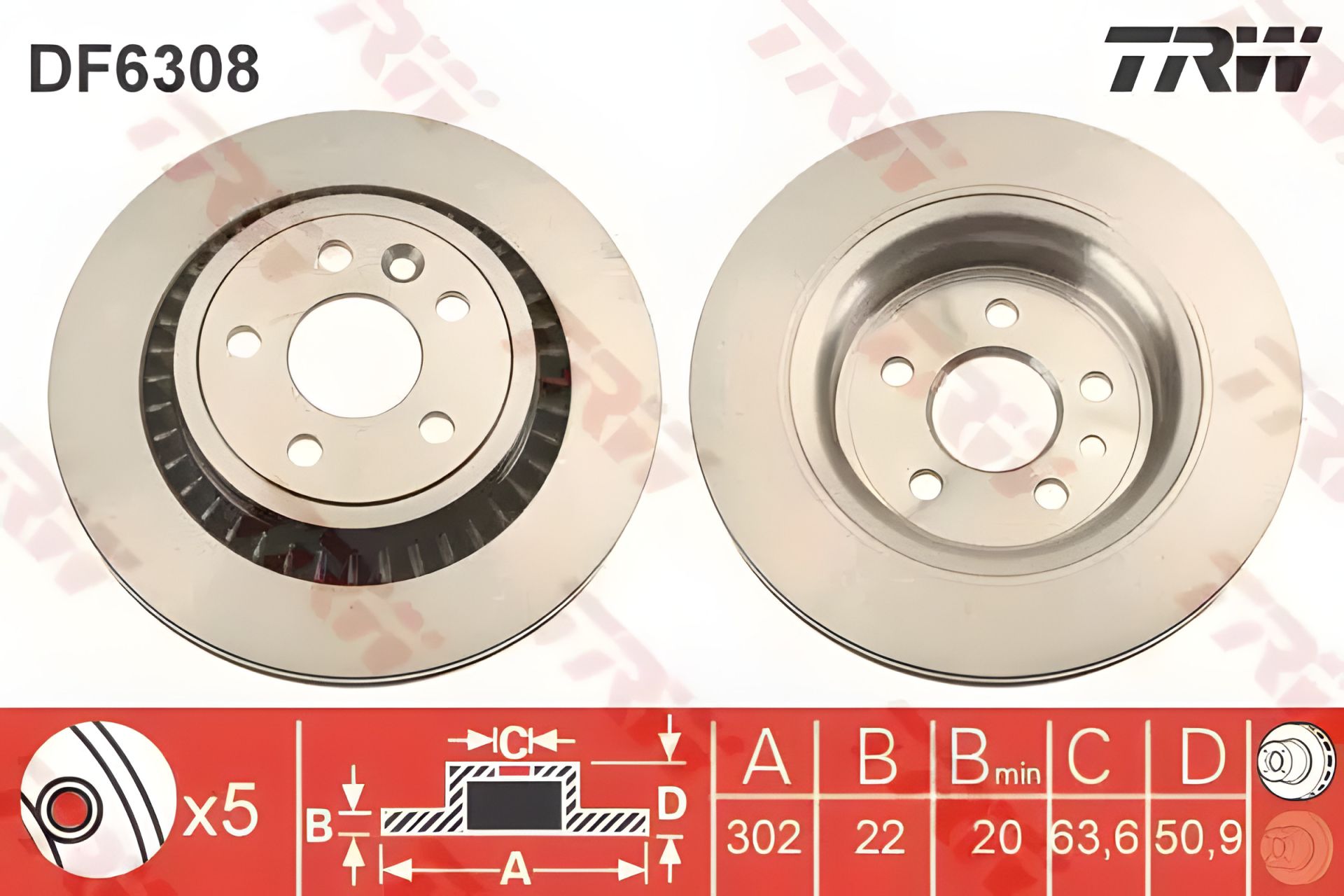 Гальмівний диск VOLVO ASIA, XC60 VOLVO, TRW (DF6308) Гальмівний диск VOLVO ASIA, XC60 VOLVO, TRW (DF6308)