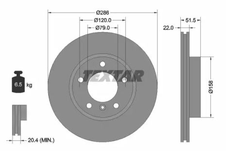 Диск гальмівний DE LA, BMW 3, TEXTAR (92055605)