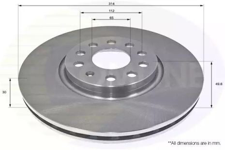 Диск гальмівний SKODA KODIAQ, SEAT ALHAMBRA, VW TIGUAN, COMLINE (ADC2601V)