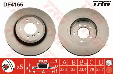 Диск тормозной BMW Z4, BMW 3, TRW (DF4166)