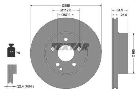 Диск тормозной MERCEDES-BENZ C-CLASS, TEXTAR (92159603)