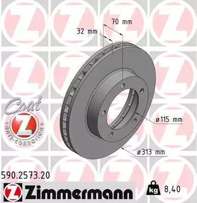 Диск тормозной TOYOTA LAND CRUISER, LEXUS LX, TOYOTA LAND, ZIMMERMANN (590257320)