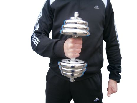 Гантель 1 шт / 8,5 кг розбірна сталева хромована Sport Lux 33 см / 25 мм