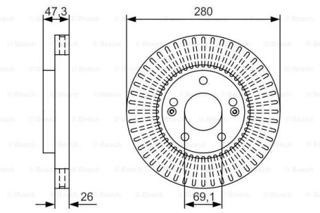 Диск гальмівний KIA CERATO, HYUNDAI TUCSON, HYUNDAI SONATA, BOSCH (0986479U10)