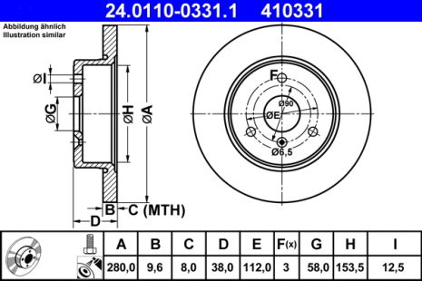 Диск тормозной SMART FORTWO, SMART ROADSTER, SMART CITY-COUPE, ATE (24011003311)