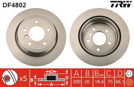 Диск тормозной BMW 1, BMW X1, TRW (DF4802)