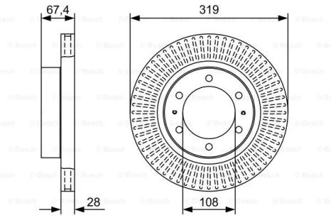 Диск гальмівний TOYOTA HILUX, TOYOTA FORTUNER, BOSCH (0986479W47)