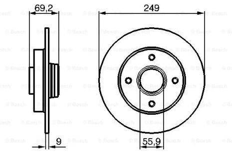 Диск гальмівний OPEL CROSSLAND, DS DS, CITROËN C3, BOSCH (0986479255)