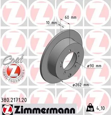 Диск тормозной MITSUBISHI LANCER, MITSUBISHI OUTLANDER, MITSUBISHI SPACE, ZIMMERMANN (380217120)