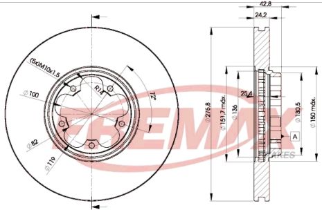 Диск гальмівний FORD TRANSIT, FREMAX (BD5612)