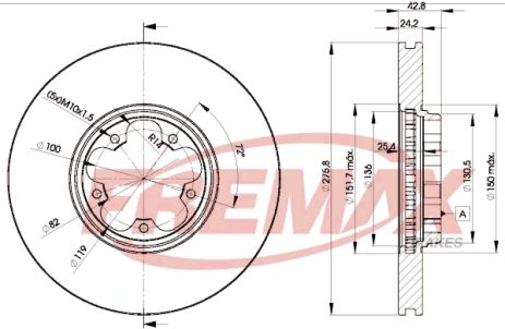 Диск тормозной FORD TRANSIT, FREMAX (BD5612)