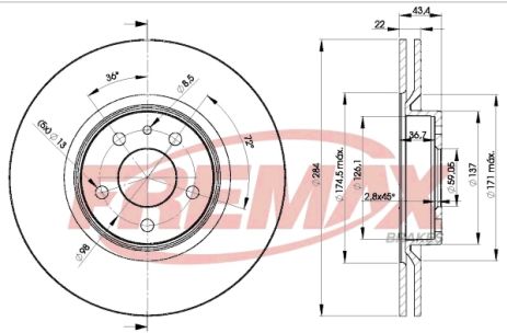 Диск тормозной OPEL COMBO, PROTON IMPIAN, HYUNDAI SANTAMO, FREMAX (BD1548)