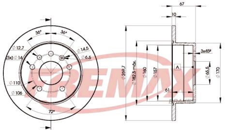 Диск гальмівний CHEVROLET OMEGA, OPEL COMBO, OPEL OMEGA, FREMAX (BD9101)