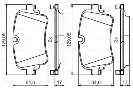 Комплект гальмівних колодок, дискове гальмо AUDI A6, BOSCH (0986495426)