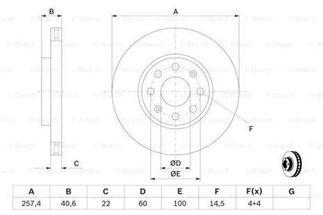 Диск тормозной OPEL CORSA, FIAT PUNTO, FIAT GRANDE, BOSCH (0986479223)