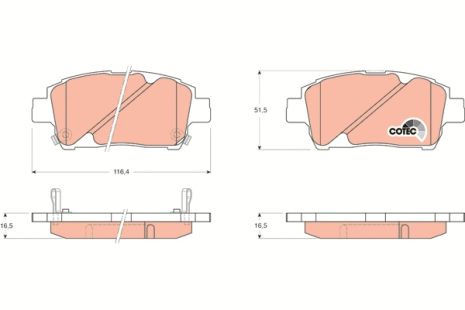 Комплект тормозных колодок, дисковый тормоз TOYOTA COROLLA, TRW (GDB3242)