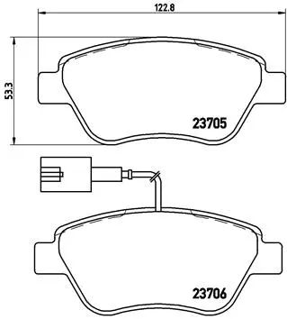 Комплект тормозных колодок, дисковый тормоз LANCIA MUSA, FIAT PUNTO, BREMBO (P23085)