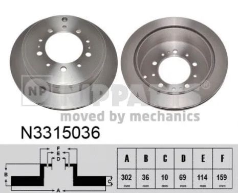 Диск тормозной PEUGEOT 4008, MITSUBISHI (GAC), CITROËN C4, NIPPARTS (N3315036)