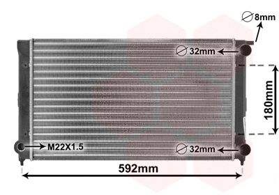 Радіатор охолодження двигуна SEAT TOLEDO, VW JETTA, Van Wezel (58002045)