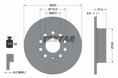 Диск тормозной VW, SKODA, SEAT LEON, TEXTAR (92120903)