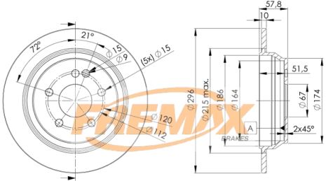 Диск гальмівний MERCEDES-BENZ VITO, FIAT DUCATO, MERCEDES-BENZ VIANO, FREMAX (BD0416)