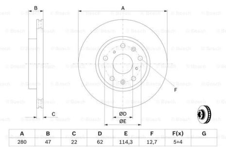 Диск тормозной SUZUKI SX4, FIAT SEDICI, BOSCH (0986479403)