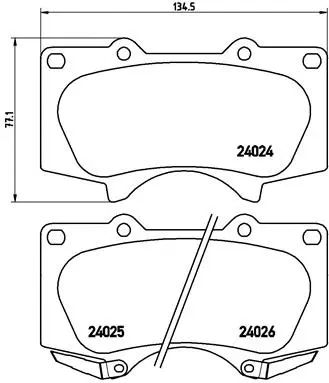 Комплект тормозных колодок, дисковый тормоз LEXUS GX, TOYOTA HILUX, BREMBO (P83066)