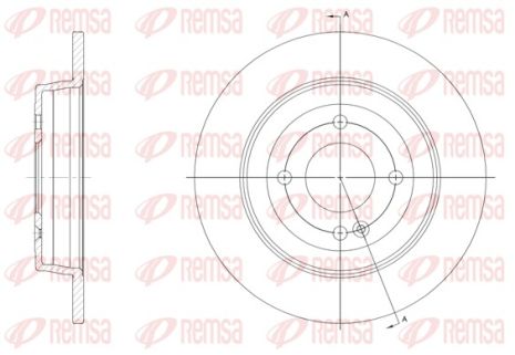 Диск тормозной HYUNDAI i20, KIA RIO, REMSA (6157000)