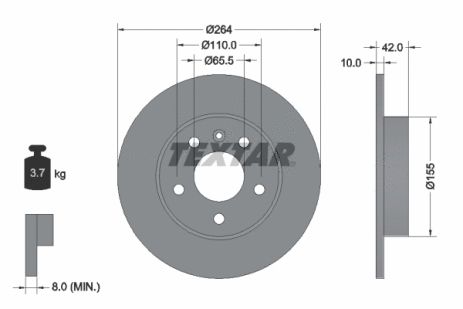 Диск тормозной SUBARU TRAVIQ, SATURN ASTRA, CHEVROLET ZAFIRA, TEXTAR (92092103)