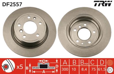 Диск тормозной BMW 3, BMW 5, TRW (DF2557)