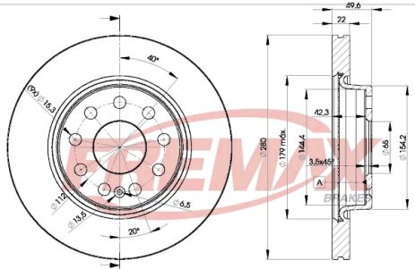 Диск тормозной SEAT ALTEA, AUDI A3, SKODA YETI, FREMAX (BD5614)