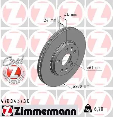 Диск гальмівний NISSAN NV250, MERCEDES-BENZ CITAN, RENAULT KANGOO, ZIMMERMANN (470243720)