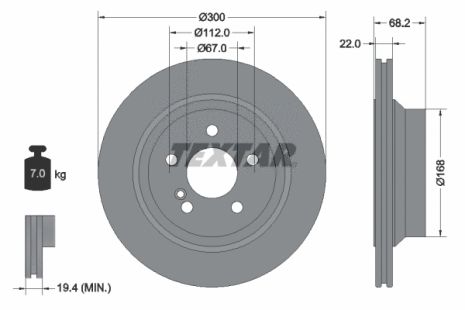 Диск тормозной MERCEDES-BENZ CLS, MERCEDES-BENZ E-CLASS, TEXTAR (92115505)