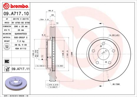 Диск тормозной TOYOTA LAND CRUISER, LEXUS IS, TOYOTA MARK, BREMBO (09A71711)