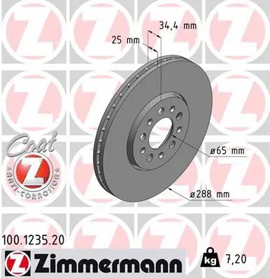 Диск гальмівний VW, VW, SEAT TOLEDO, ZIMMERMANN (100123520)