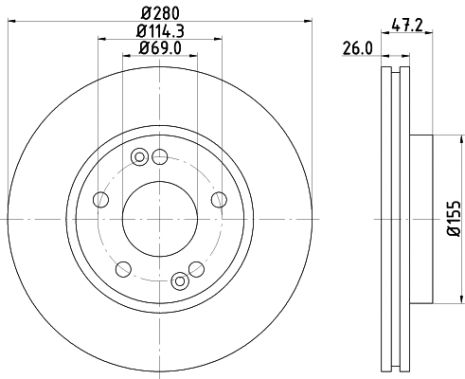 Диск тормозной NAZA FORTE, KIA (DYK), HYUNDAI (BEIJING), HELLA PAGID (8DD355118151)