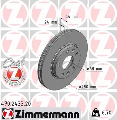 Диск тормозной NISSAN TOWNSTAR, DACIA DUSTER, RENAULT MEGANE, ZIMMERMANN (470243320)