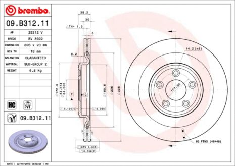 Диск тормозной DAIMLER SUPER, JAGUAR XF, JAGUAR XJ, BREMBO (09B31211)