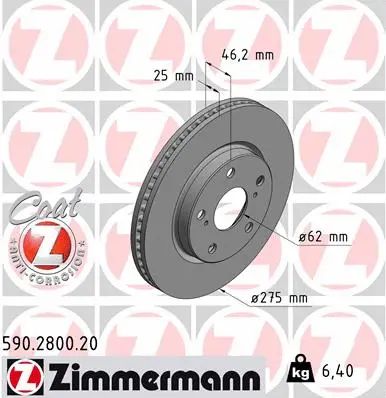 Диск тормозной TOYOTA RAV, ZIMMERMANN (590280020)