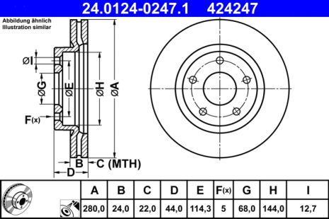 Диск тормозной NISSAN JUKE, NISSAN PULSAR, NISSAN TIIDA, ATE (24012402471)