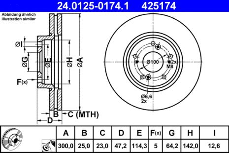 Диск тормозной HONDA ACCORD, ATE (24012501741)