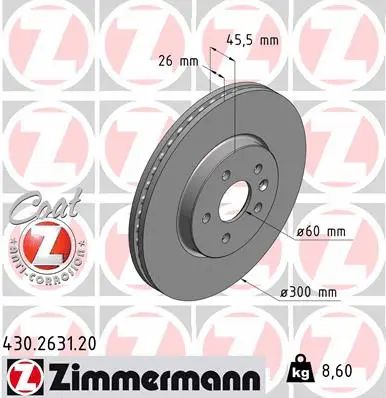 Диск тормозной CHEVROLET, BUICK, OPEL MOKKA, ZIMMERMANN (430263120)