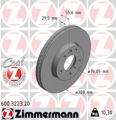 Диск тормозной BENTLEY CONTINENTAL, VW TRANSPORTER, VW MULTIVAN, ZIMMERMANN (600322320)