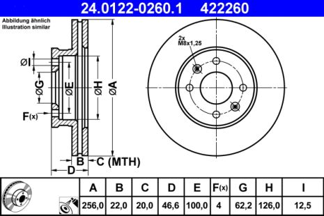 Диск тормозной HYUNDAI i20, KIA RIO, HYUNDAI ACCENT, ATE (24012202601)