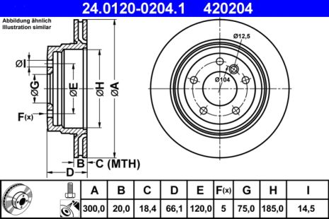 Диск тормозной BMW 1, BMW X1, BMW 3, ATE (24012002041)