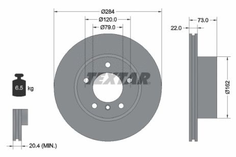 Диск тормозной BMW 2, BMW 1, TEXTAR (92238403)