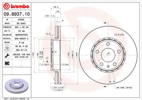 Диск тормозной NISSAN PRIMASTAR, OPEL VIVARO, RENAULT TRAFIC, BREMBO (09893710)