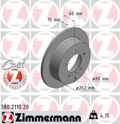 Диск тормозной MITSUBISHI LANCER, ZIMMERMANN (380211020)