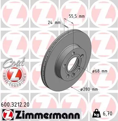 Диск тормозной VW TRANSPORTER, ZIMMERMANN (600321220)